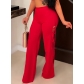 Fashionable sexy solid color lace-up flared wide-leg trousers M7470