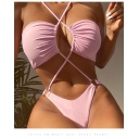One-piece solid color strapless backless swimsuit AL686687791141
