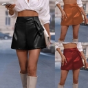 PU Shorts Casual Shorts Women's Zipper DK10