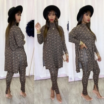 Two-piece fashion printed long-sleeved T-shirt and trousers X9284