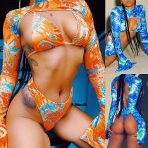 Women's Sexy Printed Bikini Long Sleeve Bikini NS10022