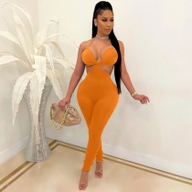 Solid color strapless tube top sexy temperament slim backless jumpsuit women's clothing M9049
