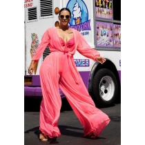 Sexy see-through mesh plus size women's jumpsuit Q7198