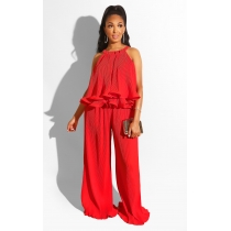 Women's summer casual strapless sling solid color two-piece suit L0273