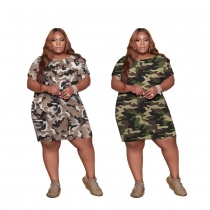 Fashion camouflage sexy plus size dress YC084