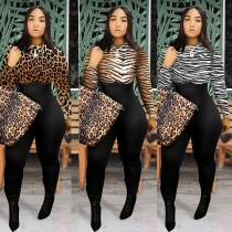 Fashionable European and American women's leopard print casual jumpsuit Q7109