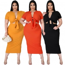 Sexy chest strap two-piece skirt suit YT3283