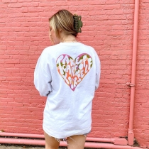 2021 Fall/Winter Explosive New Women's Heart-shaped Printed Loose Sweater T186201G