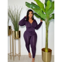 Plus size women's sexy tight-fitting solid color two-piece casual suit DN8633