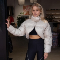 2021 autumn and winter new women's fashion irregular slim short high-neck thick warm cotton jacket women W21Y06317