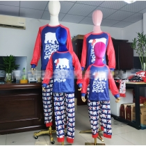 New Christmas Parent-child Set Bear Printed Home Wear Pajamas Two-piece Set OML113-1