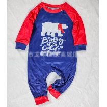 New Christmas Parent-child Set Bear Printed Home Wear Pajamas Two-piece Set OML113-3