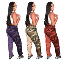 2021 spring Amazon independent station cute camouflage pants with double camouflage slacks M6376