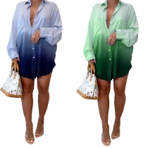 Women's commuter gradient shirt dress C3066
