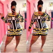 Oversized Women's Printed Skinny Sexy Bright Color Dress L756