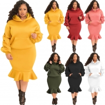 Fashion leisure sports fishtail skirt autumn and winter sweater suit plus size women's clothing TP235
