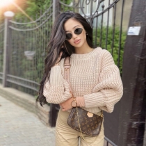 Explosive style long-sleeved knitted women's solid color thick needle loose warm sweater T630201765644