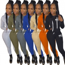 Women's fashion winter casual hooded letter printed sweatshirt sports suit two-piece suit TK6211