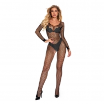 New sexy lingerie see-through fishnet stockings mesh one-piece stockings suspenders open file free temptation W623852922905