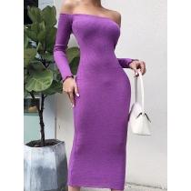The new one-shoulder dress temperament sexy strapless bag hip slim one-step skirt 93625L