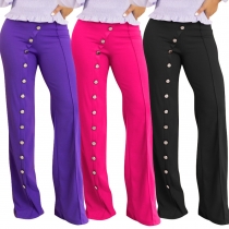 Hot sale high-rise bootcut silver button straight-leg trousers y6628