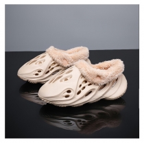 EVA parent-child hole shoes cotton slippers plus velvet cotton garden shoes parent-child feces S665049870696