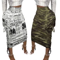 Sexy Bandage Slim Pocket Hip Skirt Bottom Skirt S5005