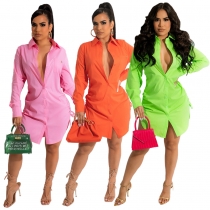  Sexy Solid Color Pack Hip Long Sleeve Drawstring Smocked Dress  HN078 