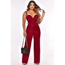 Sexy suspenders fashion flared pants high waist slim foreign trade jumpsuit CQ8131