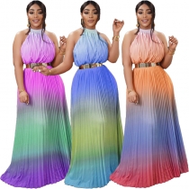 Ombre Pleated Maxi Dress CY9233