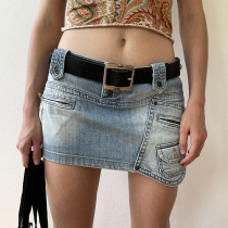 Hot girl style sexy tight fashion ins retro style denim skirt LQWCD22586