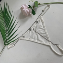 Stainless Steel Leo Constellation Rhinestone Alphabet Pendant Waist Chain Panties All-in-One Combination Thong Chain S22108D