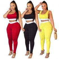 Women's two-piece vest trousers stitching sports suit summer sexy MM2169