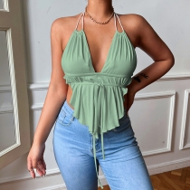 Low-cut V-neck hanging suspender top temperament sexy strapless backless vest women YY22033