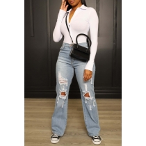 Fashionable denim loose high hip all-match jeans JLX5516
