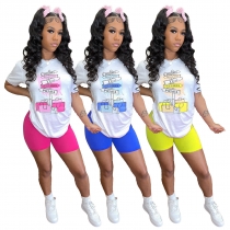Fashion and leisure positioning printing two-piece set BC3070