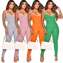 Multicolor Covered Sexy Suspender Trousers Jumpsuit M7534