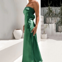 Banquet evening dress drape hot girl dress solid color backless waist long skirt FD9439