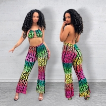 Sexy Fashion Print Halter Backless Jumpsuit SH7101