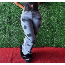 heart-paneled straight-leg jeans LD83117