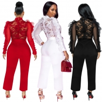 Lace trousers sexy see-through jumpsuit Q22S8171