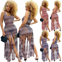 Women's Mesh Positioning Print Dress JR3703