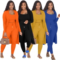 Fashion Women's Sling Long Cloak Pit Strip Solid Color 3-Piece Set JR3704