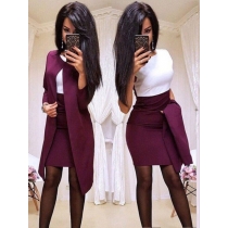 stitching solid color professional women's skirt suit M1945