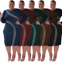 Hollow Lace Fashion Sexy Tight Plus Size Women's Dress OSS22515
