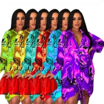 Multi color personalized print of fashionable women's dress with drawcord at the bottom F293