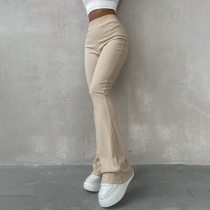 High waist slim casual trousers with micro horn M22PT447