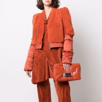 Fashionable splicing fleece short women's jacket color contrast coat TJA638771