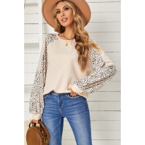 Women's leopard print round neck pullover with long sleeves SY25110366