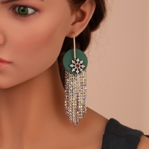Snowflake tassel earrings fashionable full diamond design long earrings E23